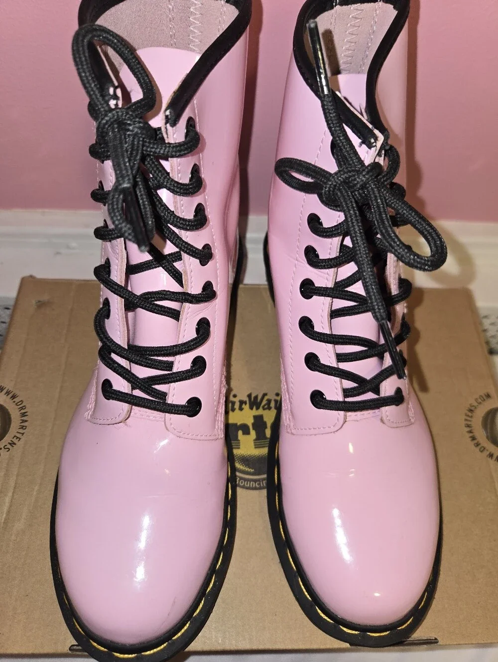Dr. Martens Pink Leather Boots - Picture 5 of 7